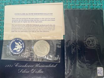 2 - 40% Silver Eisenhower Dollars Uncirculated 1971, 72