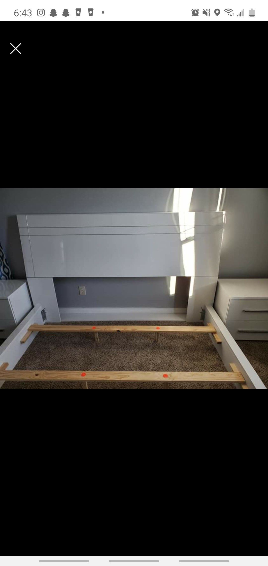 King size bed frame white and box spring