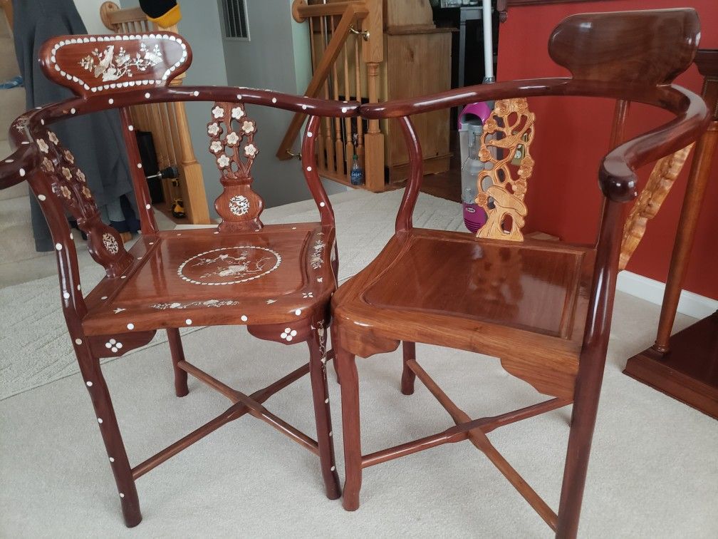 Pearl Inlay Corner Chair With Companion Corner
