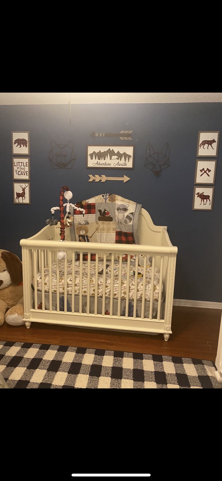 Crib, Changing Table and Nursery Decor