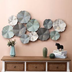 LuxenHome 48 in. Multi-Color Metal Flowers Modern Wall Decor, A938