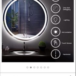 LED Bathroom Mirror,24 Inch Round Wall Mounted Vantiy Mirror ,3-Colors of Light with Adjustable Brightness,IP54 Waterproof and Anti-Fog,Backlit Vantiy