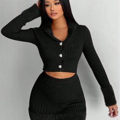 Black Cardigan & Skirt