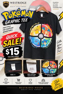 Pokémon Graphic Tee – Size Small