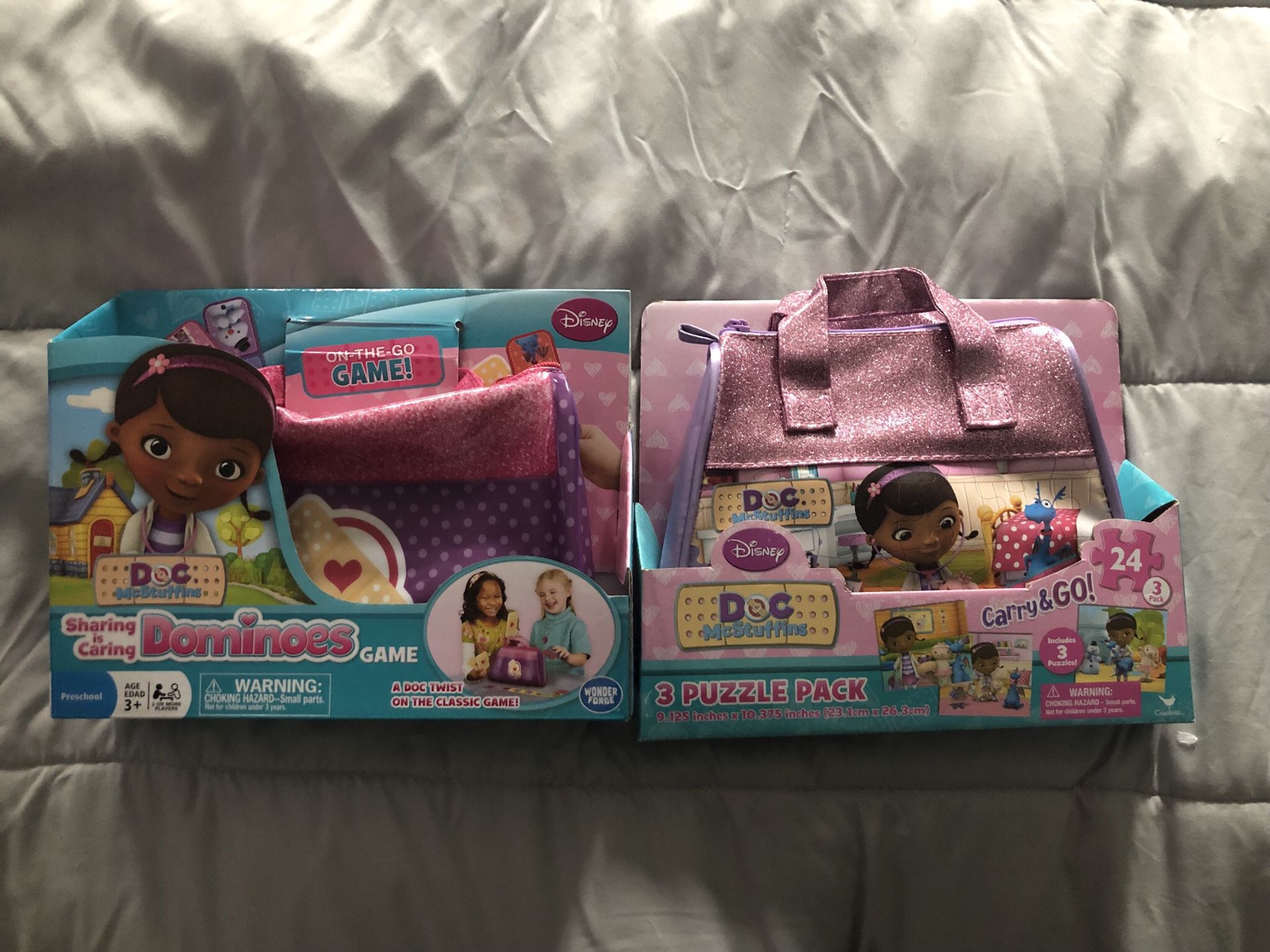 NEW Doc mcstuffins GIFT SETS. puzzles and dominoes game