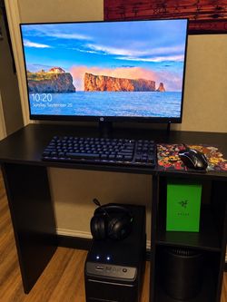 Gaming PC Desktop Setup with Monitor