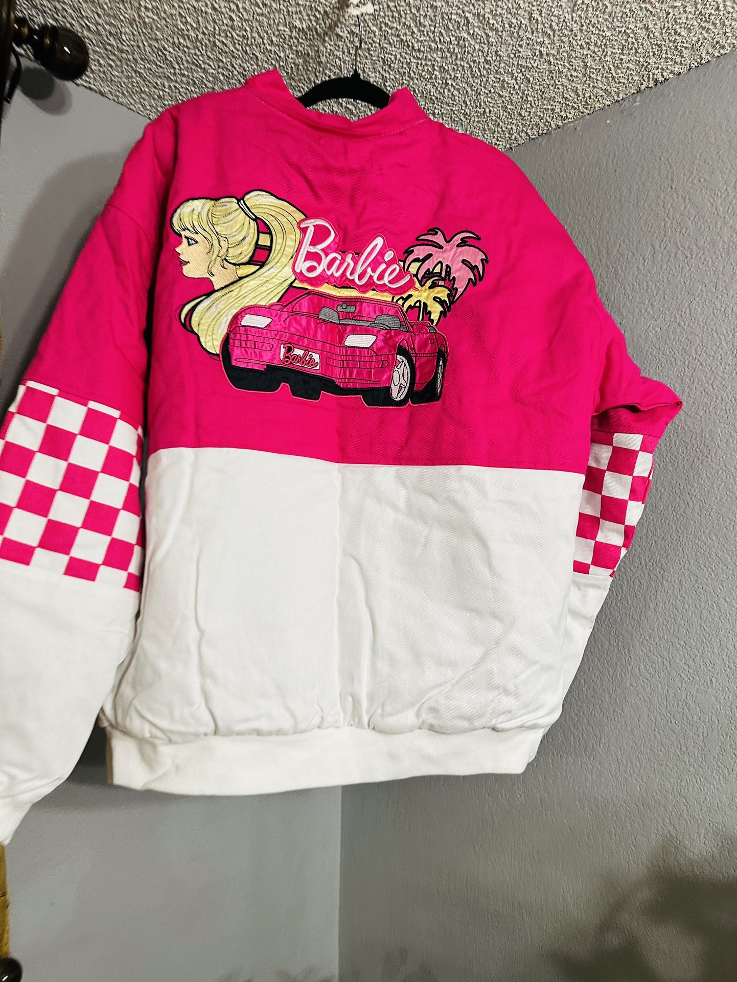 NEW NEW Barbie Checkered Racing Jacket size Large . Shoes