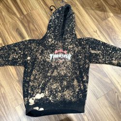 Thrasher X Huf Bleached Dye Hoodie Size Medium Excellent Condition Graphic Writing