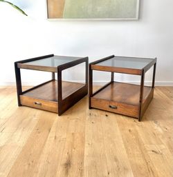 Pair of Mid Century Walnut Side Tables