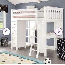 Tyree Twin 4 Drawer Solid Wood Loft Bed with Bookcase by Three Posts™ Baby & Kids- New.