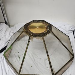 Vintage Brass Beveled Framed Glass Lamp Part 