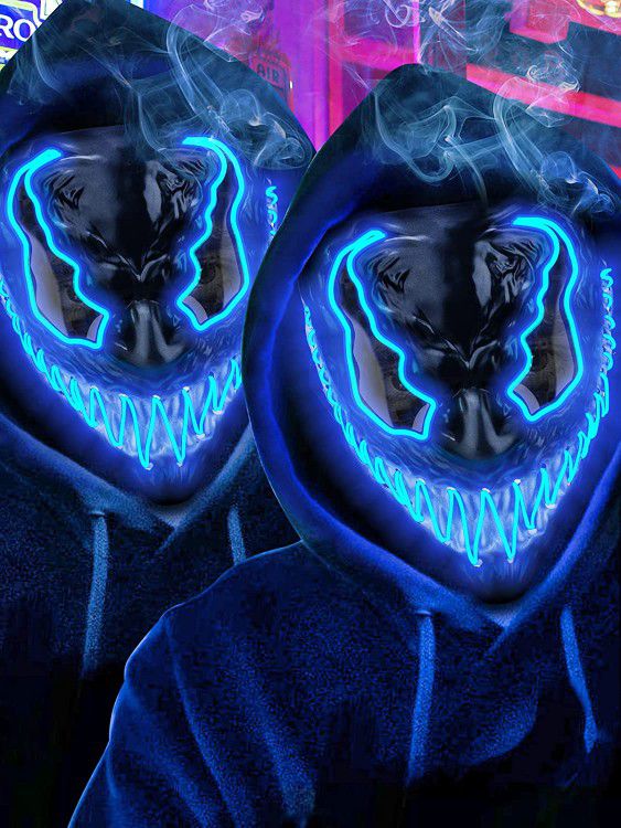 NEW 2 Pack Light Up Halloween Scary LED Masks