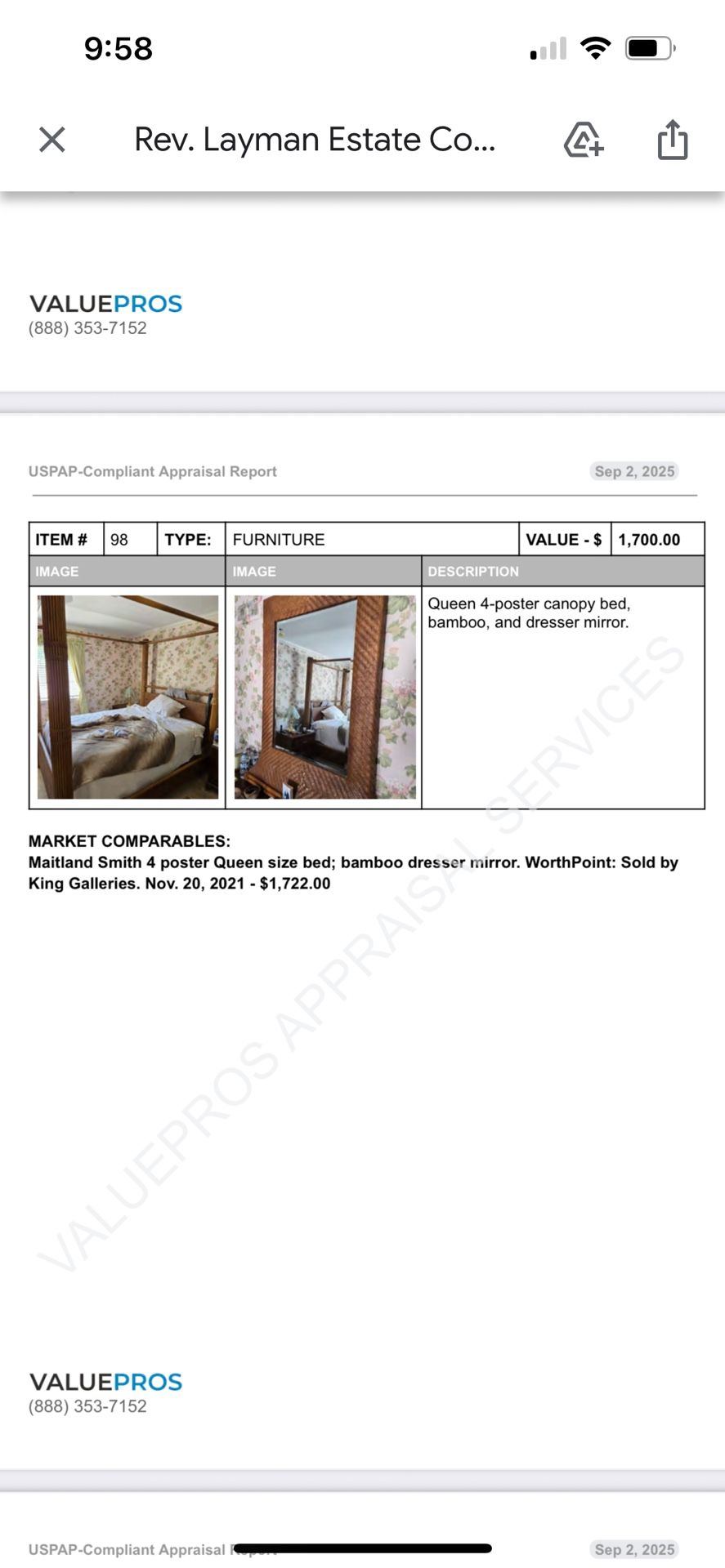 Queen 4-poster Bamboo Canopy Bed + Dresser Mirror