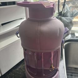 Large Pink Water Bottle with Carrier Sleeve