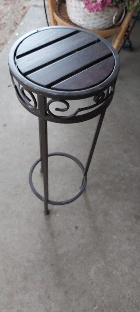 Vintage Wrought Iron & Wood Plant Stand /SALE PENDING 