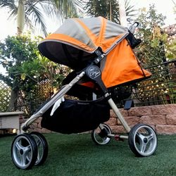 Baby Jogger City Mini Stroller Orange/Gray - One Hand Fold