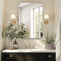 16x24” 3-Tier Medicine Cabinet with Shelf, Home Storage Bathroom Cabinet for Bathroom, Bedroom, (Rectangle,Silvery)
