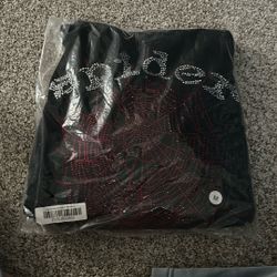 Red And Black Rhinestone Sp5der Hoodie
