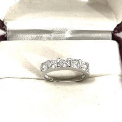 Brand New Princess Cat Cz Diamonds Set In A Solid Silver Ring. Size 7.5 