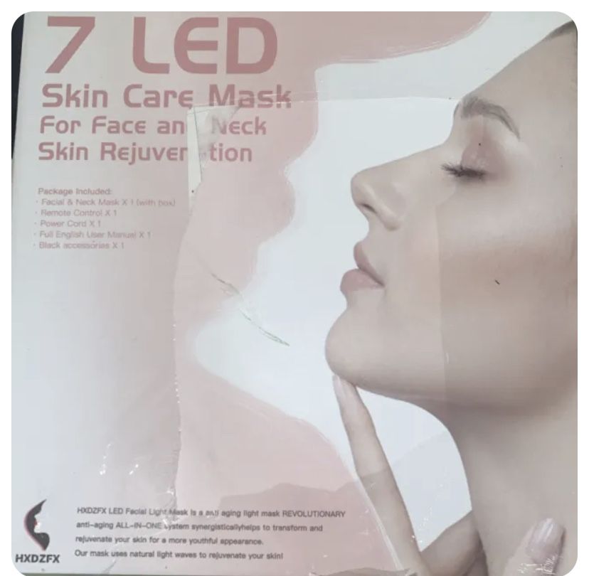 7 LED Skin Care Mask for Face and Neck Skin Rejuvenation Light Therapy Facial Ca