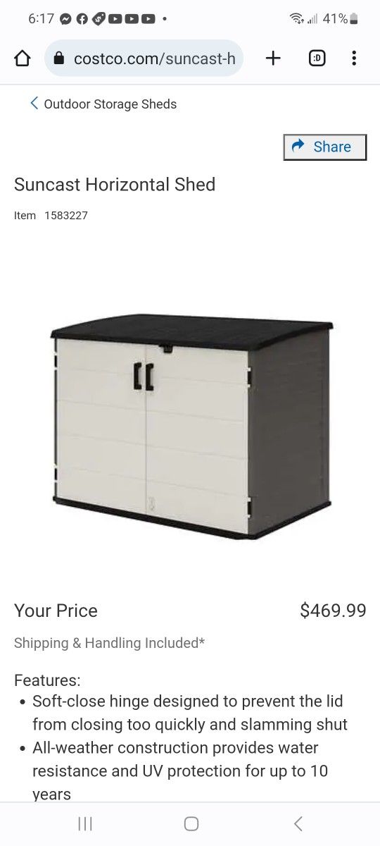 Suncast Horizontal Shed $400