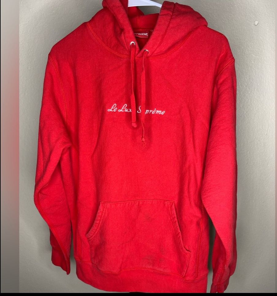 SUPREME Le Luxe Red Hooded Sweatshirt size medium 