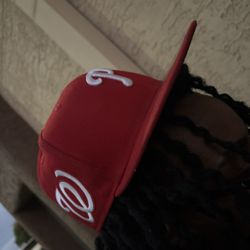 Customized Red and white New Era 59fifty fitted hat 