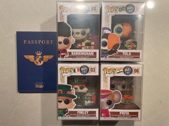 Around World Funko Pop Pin Set *MINT* Shop Exclusives Passport Barkingham Tula Finley Priya with protector India Ireland Brazil UK