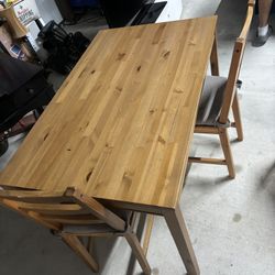 Wooden Medium Size Table With 3 Chairs