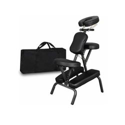 ZENSTYLE Portable Massage Chair Leather Pad Travel Massage Tattoo Spa Chair, Black