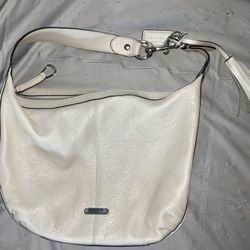 White Coach Leather Shoulder Hobo Bag