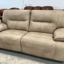Leather Manual Recliner Sofa 