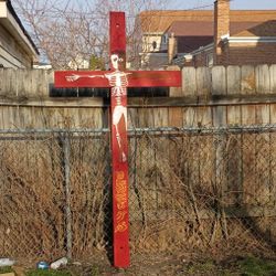 90 X 45 In Cedar Wood Cross, Rioting Christ On It
