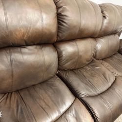 2 Brow Leather Reclining Couches 