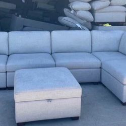 6 PIECE FABRIC MODULAR SECTIONAL WITH 2 POWER FOOTRESTS 