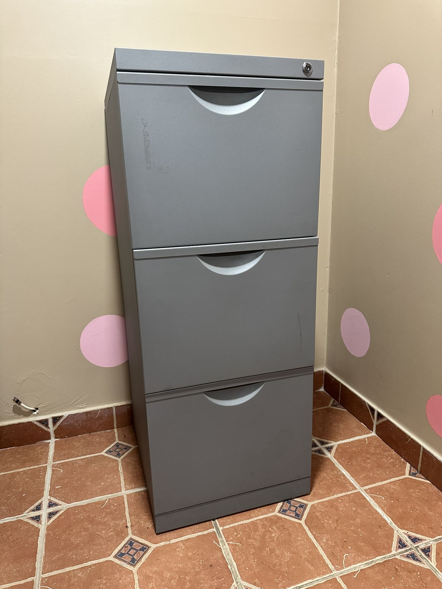Gray File Cabinet-$15 (Key Included)