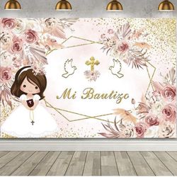 Beautiful Mi Bautizo Backdrop 
