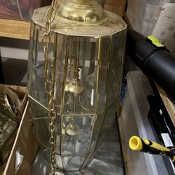 vintage / antique-style brass, beveled glass chandelier (large)