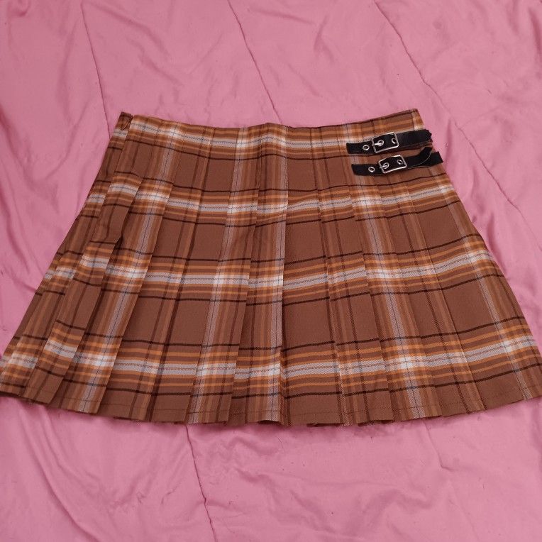 Brown Plaid Skirt