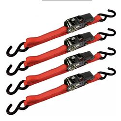 Cargoloc Premium Ratchet Tie Downs - 4 Pk - 8 Ft - 500 Lbs Load Cap - 1,500 Lbs Break Strength