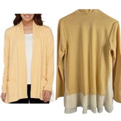 LOGO lounge cardigan with pockets and popcorn mesh hem Size XXS