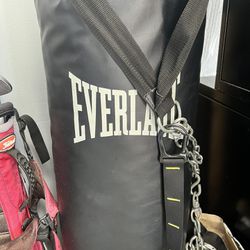 Everlast 100 Lbs Heavy Bag Bench And Misc Weights