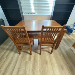 Dining Table, Two Chairs, 1 Bench Seat