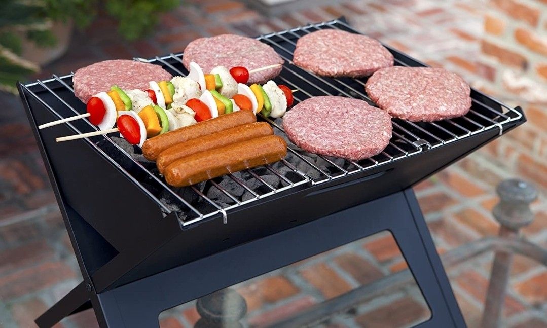 Fire Sense 60508 Notebook Charcoal BBQ Grill 3.5mm Cooking Bars Instant Foldable & Easy Portability For Outdoor Barbecues Camping Traveling Picnics
