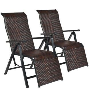 New 2PCS Patio Rattan Folding Lounge Chair