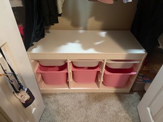 IKEA TROFAST Storage Unit with Pink Bins