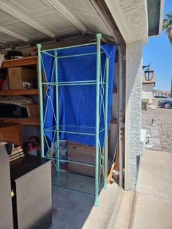 5 tier glass and metal shelf