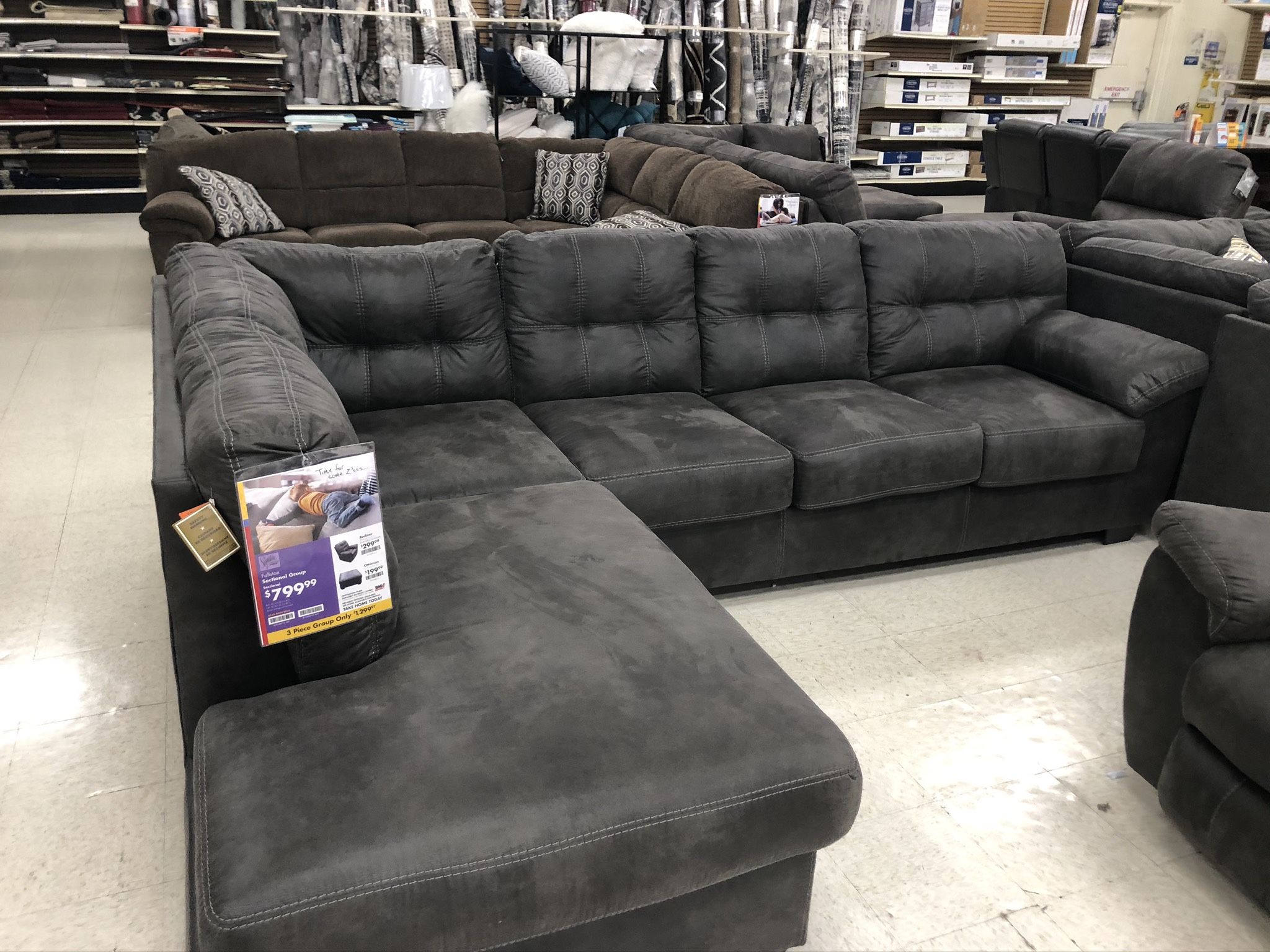 Grey Comfy Sectional Couch 