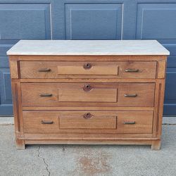 Dresser Marble Top Vintage Bureau Chest of 3 Drawers