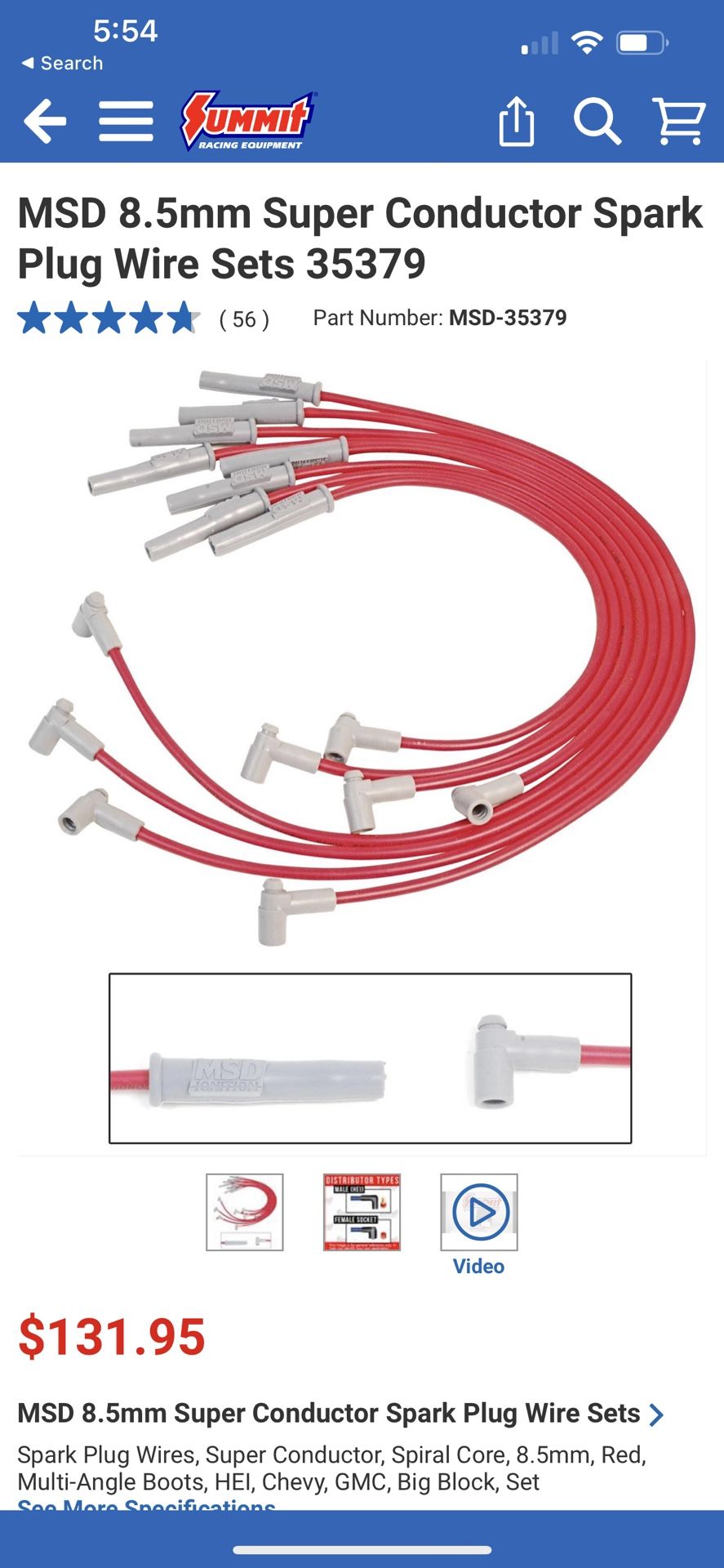 MSD 8.5MM Super Conductor Spark Plug Wires (BBC)